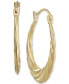ფოტო #3 პროდუქტის Swirl Texture Tapered Small Hoop Earrings in 10k Gold, 3/4"