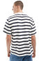 Pull&Bear striped short sleeve t-shirt in navy Синий, M - фото #3