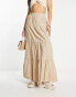 Miss Selfridge poplin tiered maxi skirt in stone