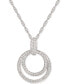 Cubic Zirconia Double Circle 18" Pendant Necklace in Sterling Silver