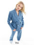 Extro & Vert Tall tie front blazer in blue co-ord