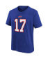 Toddler Boys and Girls Josh Allen Royal Buffalo Bills Player Name and Number T-shirt