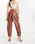 Фото #2 товара Forever Unique PU high waisted trouser coord in tan