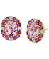 Фото #1 товара Pink Amethyst & Amethyst (4-1/4 ct. t.w.) & Diamond (1/4 ct. t.w.) Oval Halo Stud Earrings in 10k Gold