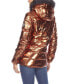 Women's Metallic Puffer Coat With Hoodie