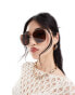 Фото #4 товара & Other Stories oversized square rimless sunglasses in gold and tortoise shell