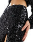 Фото #4 товара ASOS DESIGN sequin midi skirt with split detail co-ord in black