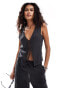 Фото #1 товара Weekday Cecile co-ord pointelle tie front vest in off-black