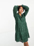 Y.A.S broderie mini smock dress in green