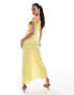 Фото #3 товара ASOS DESIGN lace asymmetric twist shoulder midi dress in lemon yellow