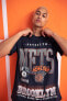Fit Nba Brooklyn Nets Oversize Fit Bisiklet Yaka Baskılı %100 Pamuk Tişört
