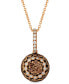 Chocolate Diamond (5/8 ct. t.w.) & Vanilla Diamond (1/4 ct. t.w.) Halo 18" Pendant Necklace in 14k Rose Gold