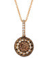 ფოტო #1 პროდუქტის Chocolate Diamond (5/8 ct. t.w.) & Vanilla Diamond (1/4 ct. t.w.) Halo 18" Pendant Necklace in 14k Rose Gold