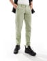 Фото #1 товара ASOS DESIGN tapered linen chino trousers in green