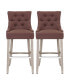 Фото #4 товара 29" Linen Tufted Buttons Upholstered Wingback Bar Stool (Set of 2)