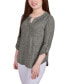 ფოტო #3 პროდუქტის Petite 3/4 Roll Tab Sleeve Pintuck Top