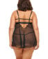Фото #2 товара Plus Size Riley Empire Waist Babydoll with Bow and G-string Set