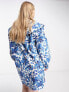 Фото #2 товара Native Youth Plus batik print oversized collar cotton mini dress in blue