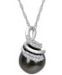 Фото #1 товара Macy's cultured Tahitian Pearl (9mm) & Diamond (1/10 ct. t.w.) Swirl 17" Pendant Necklace in 14k White Gold