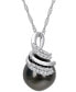 Фото #1 товара Cultured Tahitian Pearl (9mm) & Diamond (1/10 ct. t.w.) Swirl 17" Pendant Necklace in 14k White Gold