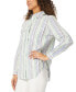 Фото #3 товара Women's Striped Button-Up Tunic Linen Top