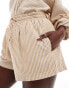 Aria Cove drawstring elasticated waistband shorts co-ord in beige stripe