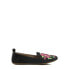 The Pioneer Woman Womens Embroidered Smoking Flat Shoes 8.5 Black Slip-On Floral