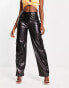 Фото #8 товара Kaiia leather look cargo trouser with asymmetric waistband in black