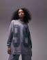 Topshop graphic 98 washed oversized sweat in blue