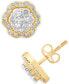 ფოტო #1 პროდუქტის Diamond Halo Cluster Stud Earrings (1 ct. t.w.) in 10k Gold