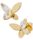 Фото #1 товара Gold-Tone Cubic Zirconia Butterfly Stud Earrings