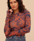 Фото #4 товара Women's Printed Mesh Long-Sleeve Top