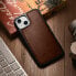 Фото #12 товара Etui pokryte naturalną skórą do iPhone 14 Plus Leather Oil Wax ciemny brąz