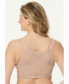 ფოტო #3 პროდუქტის Plus Size Front-Close Embroidered Wireless Posture Bra