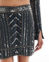 Фото #8 товара ASOS DESIGN mini skirt with pearl and sequin embellishment co-ord in dark navy