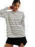 Фото #1 товара Stradivarius oversized striped t-shirt in natural