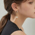 ფოტო #4 პროდუქტის 18k Gold Plated Paper Clip Chain and Silver Plated Huggies with Freshwater Pearls - Sake Earrings For Women