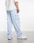 Фото #2 товара ASOS DESIGN smart wide leg cargo trousers in dusty blue