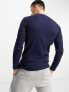 Polo Ralph Lauren loungewear long sleeve waffle t-shirt in navy with logo