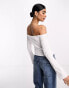 Фото #2 товара ASOS DESIGN off shoulder top long sleeve in white