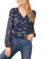 Фото #1 товара Women's Floral-Print V-Neck Button-Front Blouse