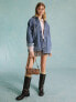 Miss Selfridge denim jacket with hood in blue wash