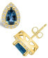 ფოტო #1 პროდუქტის London Topaz (2-1/10 ct. t.w.) and Diamond (1/3 ct. t.w.) Halo Stud Earrings in 14K Yellow Gold