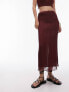 Topshop co-ord plisse straight midi skirt in maroon