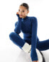 Фото #4 товара Threadbare Ski ribbed zip through base layer jumpsuit in navy