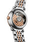ფოტო #2 პროდუქტის Women's Swiss Automatic Elegant Diamond Accent 18k Gold & Stainless Steel Bracelet Watch 25mm