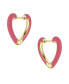 Children's 14k Gold Plated with Magenta-Red Enamel Inlay Heart Hoop Earrings
