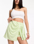 Фото #1 товара ASOS DESIGN tie skort in jersey cheesecloth in mint gingham