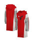 ფოტო #1 პროდუქტის Women's Red, White Chicago Bulls Bootleg Long Sleeve Hoodie T-shirt Dress
