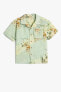 Erkek Çocuk Kısa Kollu Kaplan Baskılı Cep Detaylı Gömlek 3skb60164tw
